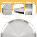 12 Inch Pizza Pan Set of 3 for Oven, Non-Stick Stainless Steel Pizza Steel, Sturdy Non-Toxic Round Pizza Pans Tray for Cookie Pizza Pie Cake, Dishwasher Safe & Easy Clean