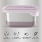 Bentgo MicroSteel Heat & Eat Container – Microwave-Safe, Leak-Proof, Easy-to-Clean, Lightweight Stainless Steel Reusable Food Storage with Airtight Silicone Lid (Lunch Size; 3-Cup Capacity; Dusk)