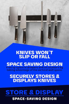 Dalstrong Magnetic Knife Holder Wall - Scratch-Resistant Silicone - Stainless Steel Details - Matte Black - Knife Magnetic Strip - 18" x 2" - Powerful Magnet Kitchen Bar - Easy Mount - Safe Display