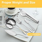 Pleafind 10 PCS Stainless Steel Serving Utensils Set with Spoons, Slotted Spoons, Forks, Tongs, Pie Server and Butter Knife for Parties, Buffet, Banquet