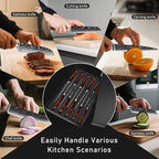 10-Piece Premium Japanese Kitchen Knife Set - Imperial Collection, Laser Damascus Pattern, 440A Stainless Steel Ultra Sharp for Fast Cutting (Red)