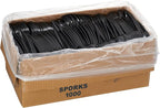 1,000 Plastic Disposable Sporks Bulk Black Medium Weight Disposable Silverware Plastic Cutlery Spork