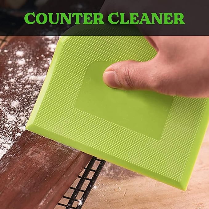 SURDOCA Dough Scraper Bench Scraper - 3P 5.9x4.3" Plastic Flexible Bowl Scraper, Sharp Edge & Angles Cake Scraper. Non-Slip Bakeware Decorating Tools Sculpting & Modeling Tools - Green+Blue+White