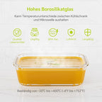 3-Pack 35 oz Borosilicate Glass Food Storage Containers with Lids, Stackable Airtight Glass Meal Prep Containers for Lunch & Leftover, BPA-Free & Leak Proof, for Microwave, Oven, Dishwasher