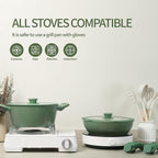 23pcs Ceramic Pots and Pans Set, Nonstick Detachable Handle Cookware, Induction Kitchen Cooking Set with Removable Handle,include Frying Pans & Saucepans Oven Safe(Green)