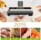 Bonsenkitchen Vacuum Sealer for Food, Multi-functional & Compact Vacuum Sealer Machine with the Latest Airtight Technology | Bag Cutter | ETL Listed | (Silver-Black)