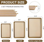 Baking Sheet Baking Pan Set of 3, Nonstick Cookie Sheets for Baking Supply, Carbon Steel Half/Jelly Roll/Quarter Baking Tray with Diamond Texture, 0.8mm Thick Heavy Duty Cookie Tray Oven Pan