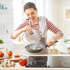 12 Inch Pan Lid, Universal Replacement Pot Lid for Frying Pans, Cast Iron Skillets, Tempered Glass Pan Cover with Steam Vent