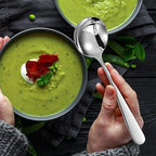 KEAWELL Premium 7" Louise Soup Spoons, 18/10 Stainless Steel, Dishwasher Safe (8)