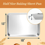 12 Pack Half Size Baking Sheet Pans, Aluminum Commercial Cookie Sheets Non-Stick, 18"x13"