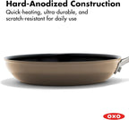 OXO Enhanced 8” Nonstick Frying Pan Skillet, Ceramic PFAS-Free Cookware, Stainless Steel Handle, Eggs & Omelets, Dishwasher & Oven Safe, Biscuit Brown