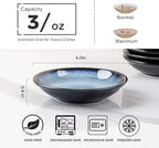 LERATIO Ceramic Soy Sauce Dishes of 6, Reactive Glaze Dipping Sauce Cups/Bowls/Dishes for Kitchen, 3oz Ceramic Small Bowls for Side Dishes, Appetizers, Snacks, and Sushi,Condiment,Dishwasher Safe