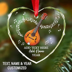 Custom Mandolin Christmas Glass Ornament 2025, Personalized Mandolin Player Xmas Ornament with Text Name & Year, Musical Instrument Christmas Tree Ornaments, Gift for Men Women Mandolinist