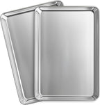 JoyTable Aluminum Baking Sheet Set, 2 Pack Large Sheet Pan, Commercial Quality Cookie Sheets for Baking or Roasting Non-Stick, 21 x 15 Inch Warp Resistant Aluminum Baking Pan