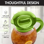 Primula The Big Iced Tea Maker and Infuser, Plastic Beverage Pitcher with Leak Proof, Airtight Lid, Fine Mesh Reusable Filter, Made without BPA, Dishwasher Safe, Green
