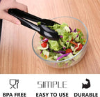 40 Pieces Plastic Salad Tongs, Black Kitchen Serving Tongs, 9 Inch Disposable Utensils Set, Heavy Duty Scalloped, Perfect for Buffets and BBQ, Food Safe Material