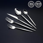 20 Piece Luxury Silverware Set for 4 Mirror-Polished 18/10 Stainless Steel Heavy Flatware Set Modern Cutlery Set Knife/Fork/Spoon Utensil Dishwasher Safe with Gifts