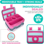 kinsho Bento Lunch Box for Kids Toddlers Girls, 4 Portion Sections Secure Lid, Microwave Safe BPA Free Removable Tray, Pre-School Kid Daycare Lunches Snack Container Ages 3 to 5, Pink Koala