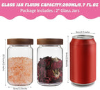 Small Glass Jar with Lids Mini Glass Bottle Glass Storage Canister Borosilicate Glass Containers for Spice Ground Nut Pasta Sugar Candy Tea (6.7oz（200ml)-2 PACK