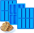 3 PCS Granola Bar Mold, 8 Cavity Rectangle Silicone Bar Mold for Baking Chocolate/Candy/Protein/Energy Bar, Caramel, Truffle, Brownie, Cheesecake, Butter