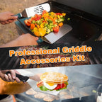 Griddle Accessories BBQ Grill Set - 20pcs Stainless Steel Barbecue Tools Kit for Blackstone with Griddle Spatula Basting Cover Grill Mats Carry Bag for Camping,Flat Top Camp Chef Utensil