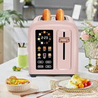SEEDEEM Toaster 2 Slice, Touch Control Stainless Toaster LCD Display, 50% Faster Heating Speed, 1.4'' Wide Slots, More Timer Functions, Removable Crumb Tray, 1350W, Crystal Pink