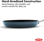 OXO Enhanced 12” Nonstick Frying Pan Skillet, PFAS-Free Ceramic, Oven & Broiler Safe to 600°F, Durable Hard Anodized Cookware, Stainless Steel Handle, Dishwasher Safe, Storm Blue