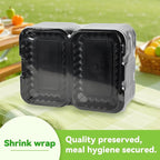 Plastic Containers Mineral Filled PP - 50 Pack 9x6 27 oz Shrink Wrap BPA Free | Stackable Meal Prep Clamshell Food Container | Reusable Microwave Safe Leftovers Takeout | Catering To Go Box