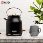 Haden Heritage 1.7 Liter Stainless Steel Electric Water Kettle Bundled with 2 Slice Wide Slot Stainless Steel Toaster, Black & Copper