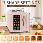 SEEDEEM Toaster 2 Slice, Touch Control Stainless Toaster LCD Display, 50% Faster Heating Speed, 1.4'' Wide Slots, More Timer Functions, Removable Crumb Tray, 1350W, Crystal Pink