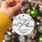 Customized Text/Year/Name Flute Player Ceramic Ornament, Personalized Xmas Ornaments Gift for Flautist Instrument Lover Brother Sister Dad Mom Daughter Son, Unique Flute Musical Ceramic Ornament
