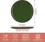 GZG Ceramic Dinner Salad Plates Set of 4, 8 Inch Speckled Dinnerware Dessert Plates with Clay-Tone Base, Microwave Oven Dishwasher Safe