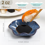 Dipping Bowls Set of 6, Ceramic Soy Sauce Dishes, 2 oz Dipping Sauce Cups, chrysanthemum Round Small Side Dish Dishes for Dipping Sushi Tomato Soy Sauce Dish