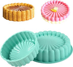 10 Inch Silicone Bundt Cake With 8 Inch Pan Set (2 Pack) - Nonstick Baking Mold for Pound Cake, Jello, Bread & Brownies, Dishwasher Safe, Blue