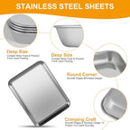 12PCS Stainless Steel 1/8 Sheet Pan, Nonstick Small Cookie Sheet, Small Baking Pans, Toaster Oven Pans, Metal Tray, Stainless Steel Cookie Sheets For Baking, Oven And Dishwasher Safe