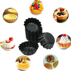 12 Pack Mini Tart Pan, Non-stick Carbon Steel Tart Molds, Pie Mould, Muffin Cupcake Pudding Maker - for Pies, Chinese Tart, Cakes (Size 2.6"x0.9")