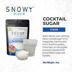 Snowy River Clear, Cocktail & Margarita Sugar Rimmer - Vibrant Color Glass Rimming Sugar with Medium Crystal Texture - 4oz