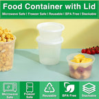 Deli Food Containers with Lids 24 oz-20 Pack Meal Prep Containers Food Storage Containers with Lids Stackable, Leakproof, BPA Free, Microwave Dishwasher Freezer Safe for Takeout Meal