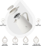 Ideus Insulated Pour Over Coffee Maker 20oz, Stainless Steel Coffee Pot Pour Over Set Camping Coffee Carafe BPA-Free with Dripper for Home, Office & Camping (White)