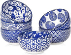 Selamica Ceramic 4 OZ Dipping Bowls Set, 3.5 Inch Mini Bowls for Dipping, Side Dishes, Microwave Dishwasher Safe, Set of 6, Vintage Blue