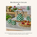 MACKENZIE-CHILDS Enamel Dinner Plate, Decorative Dinnerware Plate, 10 Inches, Green-and-White Emerald Check