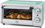 GreenLife Countertop Toaster Oven Air Fryer Stainless Steel, Healthy Ceramic Nonstick, PFAS Free, Tray & Basket, Bake, Broil, Reheat, Adjustable Temp & Time Control, Auto Shutoff, Turquoise