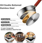 Camping Cookware Set 304 Stainless Steel Cooking Pots Pan Set with Travel Tote Bag for Camping Outdoor Kitchen Cooking Picnic for 4-6