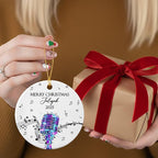 Customized Microphone Recording Ceramic Ornament, Personalized Year Text Name Microphone Lover Ornaments Gift for Women Men Inger Vocalist Musical, Unique Vocals Microphone Ceramic Xmas Ornament 2025