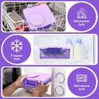 Bento Box for Kids - Leak-Proof Bento Lunch Box with Insulated Thermos Food Jar - 4 Compartments, 1 Removable Divider, 1Spoon, 1 Fork - Dishwasher Safe, BPA-Free (Light purple)
