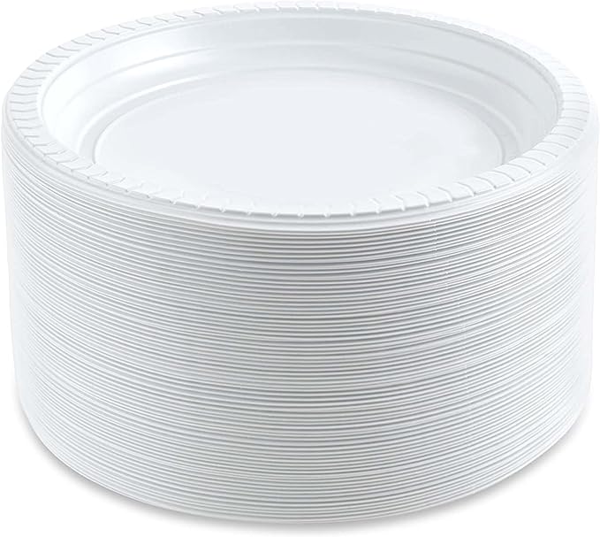 PLASTICPRO 6'' inch Round Plastic Plates Microwaveable, Disposable, White, Dinnerware 800 Count