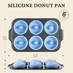 BRONYPRO Silicone Donut Pan for Baking with Metal Frame, 3.35 Inch Large doughnut pan,donut molds for baking Nonstick Non Toxic Bakeware for Oven,Blue