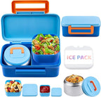 Lunch Box for Kids With 8oz Soup Thermo, Leak-proof Lunch Container with 2 Compartments, Thermo Food Jar Food Containers for Back to School Girls Boys (Blue)