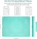 U-Taste 28"x20" Large Pastry Mat: Food-Grade Liquid Silicone Dough Rolling Baking Sheet, Non-Stick Non-Slip for Kneading, Making Pizza, Fondant, Pie with Clear Measurement and Raised Edges (Aqua Sky)