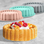 10 Inch Silicone Bundt Cake With 8 Inch Pan Set (2 Pack) - Nonstick Baking Mold for Pound Cake, Jello, Bread & Brownies, Dishwasher Safe, Blue